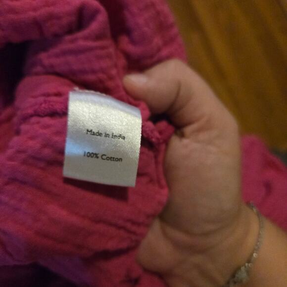 Leota 2X Hot Pink 100% Cotton Button Up Tunic Shirt Roll Tab Sleeve - Picture 8 of 8